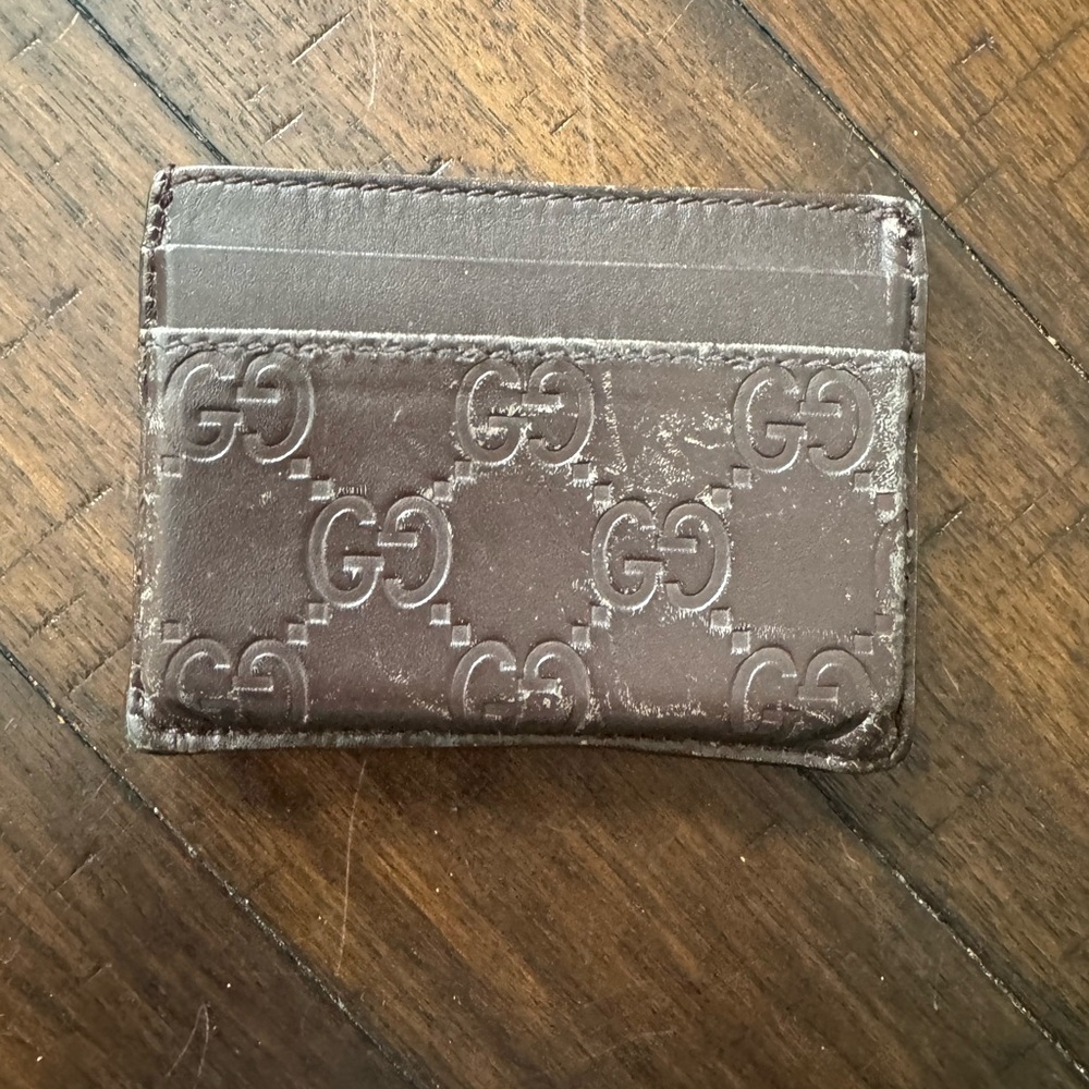 Gucci GG Guccissima Leather Wallet Card Holder Naturally Weathered F